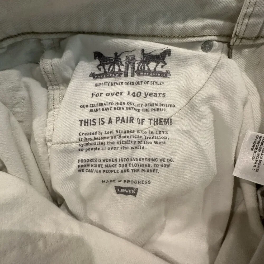 Levis Jeans Mens 34x32 Altered 502 Carpenter Double Knee Work Pants White Denim